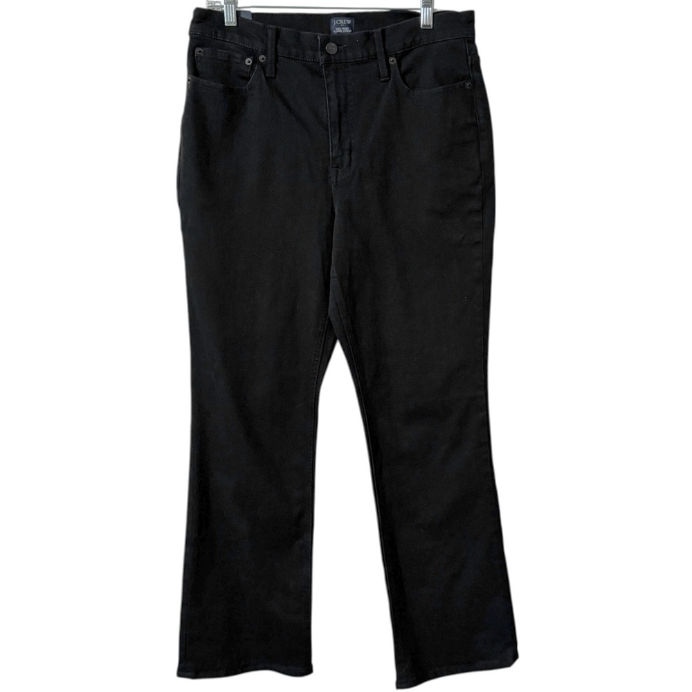 J Crew Mid Rise Flare Crop Jeans Stretch Black Denim 30T / 30 Tall / Long boho